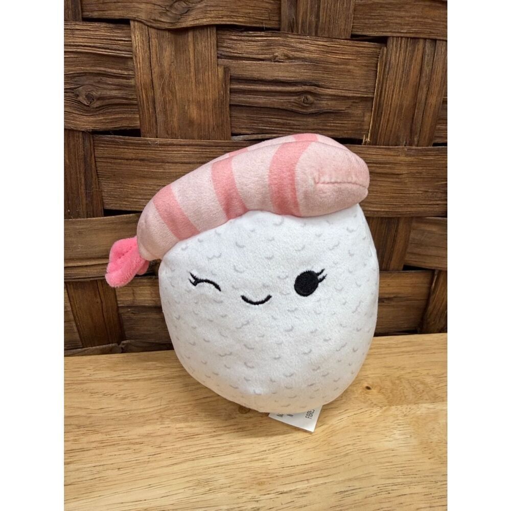 Squishmallows Pink & White Sushi Shrimp Plush Toy